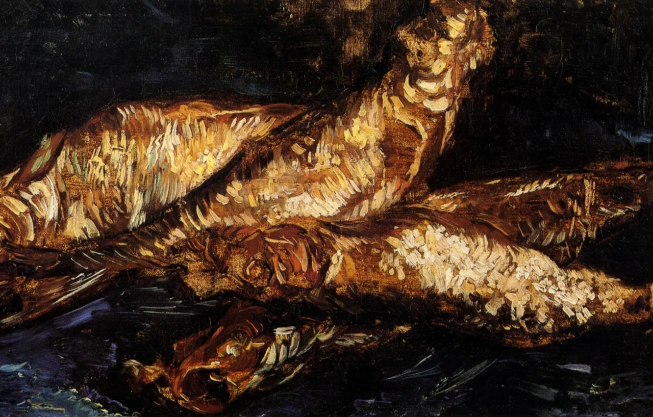 Photo wallpaper Vincent van Gogh, Still Life, smoked fish, with Bloaters