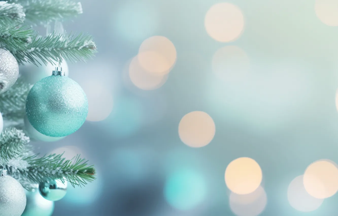 Photo wallpaper decoration, background, balls, tree, New Year, Christmas, new year, happy