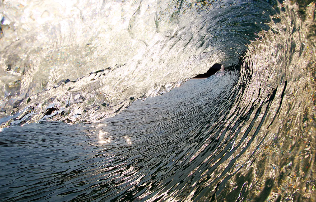 Photo wallpaper sea, wave, water, light, lights