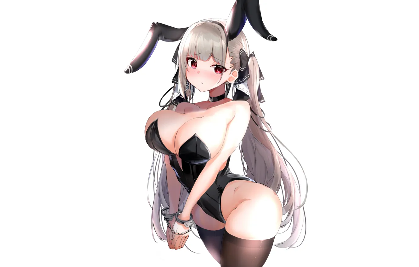 Photo wallpaper girl, sexy, cleavage, thighhighs, long hair, boobs, anime, beautiful