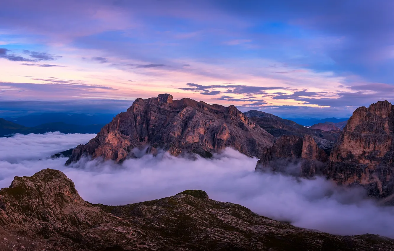 Photo wallpaper the sky, clouds, mountains