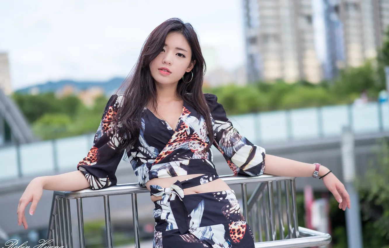 Photo wallpaper look, landscape, the city, model, skirt, portrait, makeup, figure