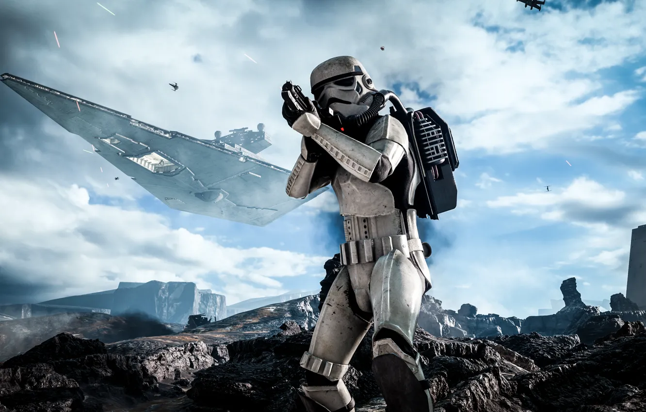 Photo wallpaper Look, Electronic Arts, DICE, Attack, Stormtrooper, Star Wars: Battlefront