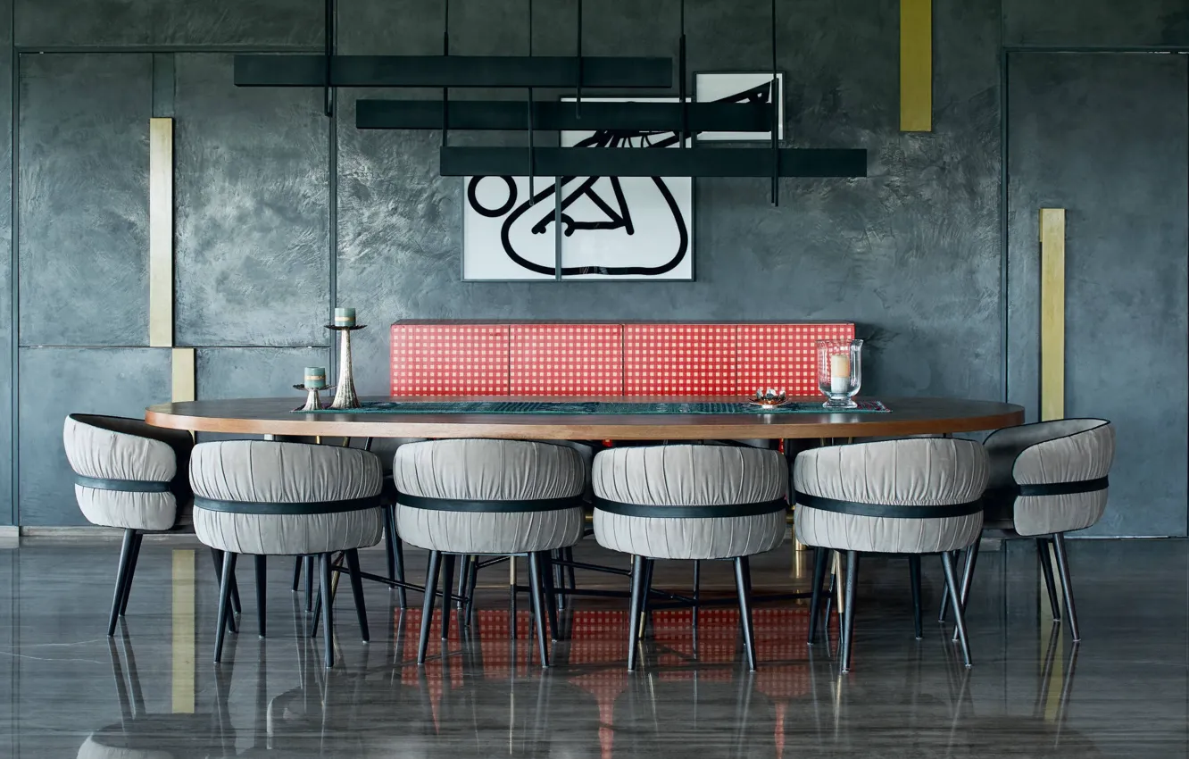 Photo wallpaper design, style, room, India, dining room, India, the interior, inspiring spacious apartment