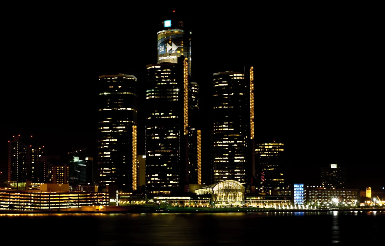 Photo wallpaper city, the city, USA, Detroit, Michigan