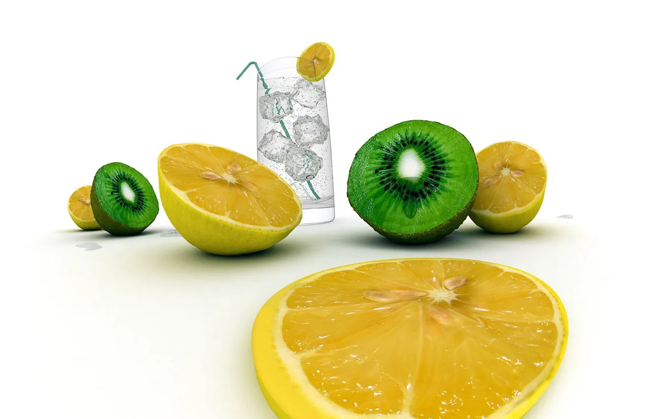 Photo wallpaper water, lemon, food