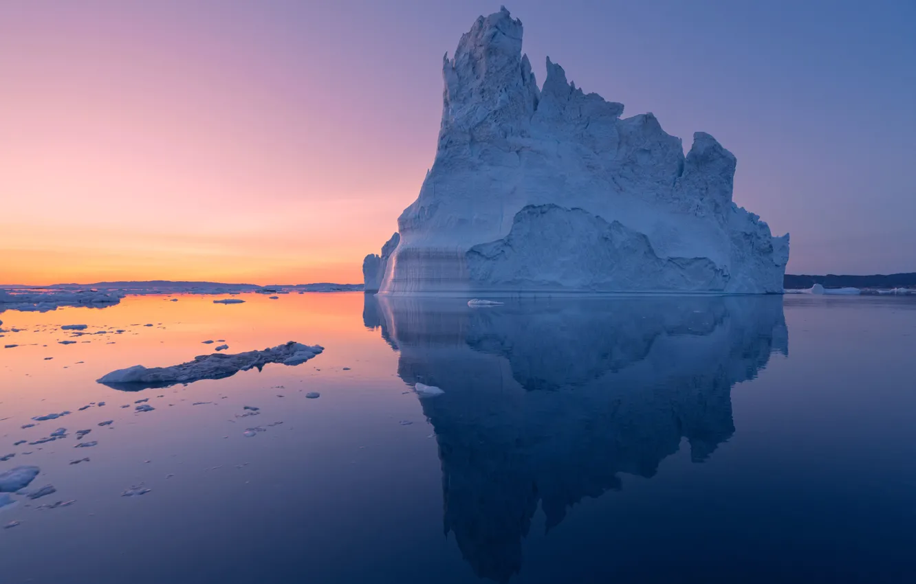 Photo wallpaper water, reflection, iceberg, water, reflection, iceberg