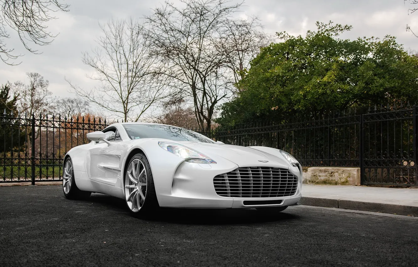 Photo wallpaper car, white, super, one-77, Aston-martin