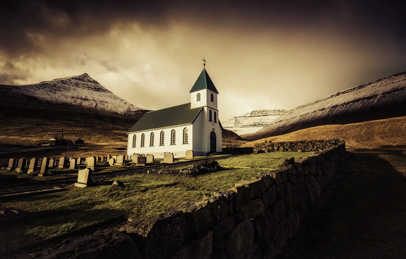 Photo wallpaper landscape, sunrise, Faroe Islands