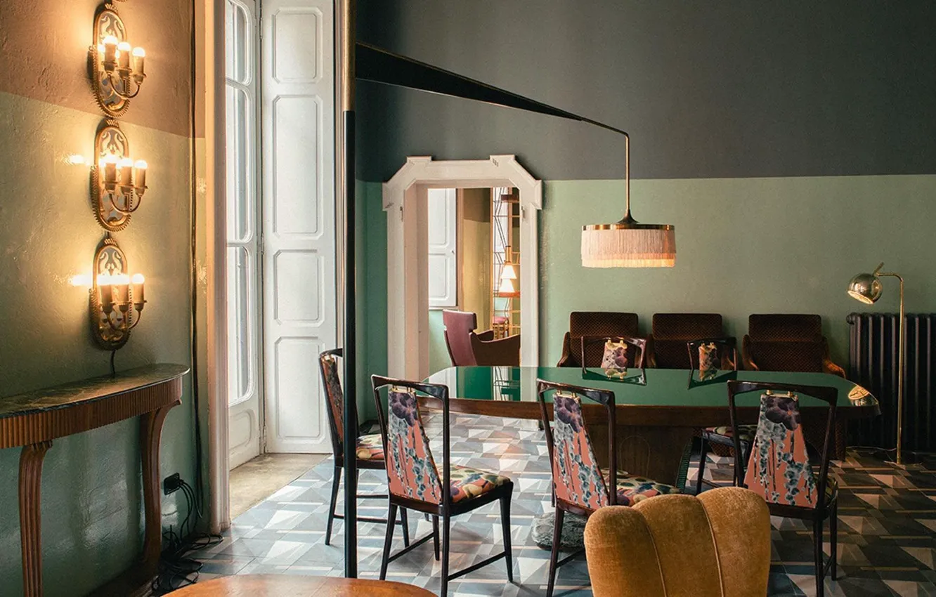 Photo wallpaper design, style, interior, dining room, Turin, best italian interior design, best italian interior design