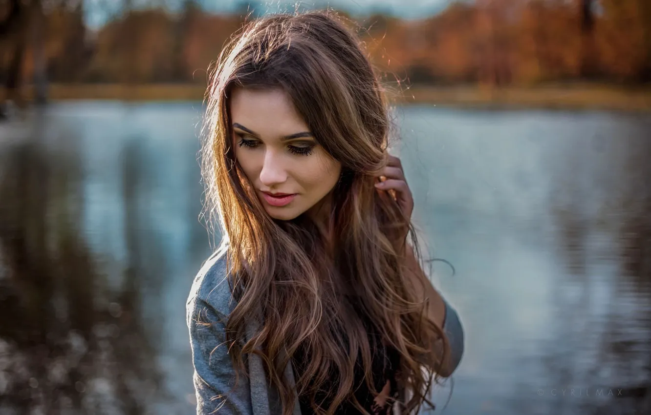 Photo wallpaper autumn, look, water, hair, Girl, hairstyle, Cyril Max