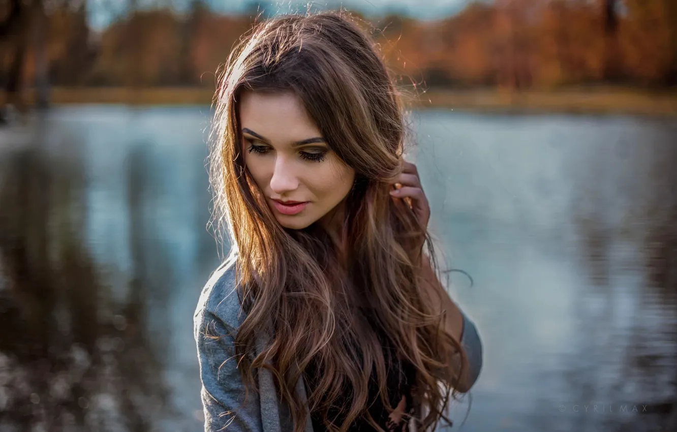 Photo wallpaper autumn, look, water, girl, hair, hairstyle, Cyril Max