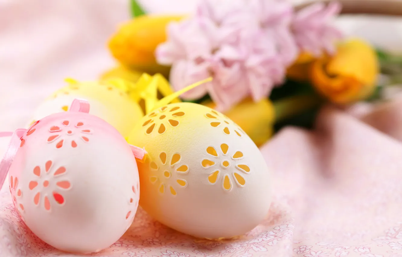 Photo wallpaper flowers, eggs, Easter, Easter, Holidays, Eggs