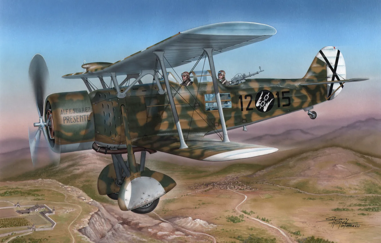 Photo wallpaper Italy, biplane, Regia Aeronautica, teaching and training, IMAM.RO.37bis