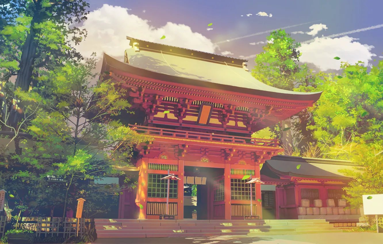 Photo wallpaper the sky, trees, temple