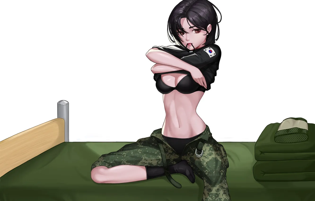 Photo wallpaper girl, style, art, background, knife, Illustration, Korea, Character