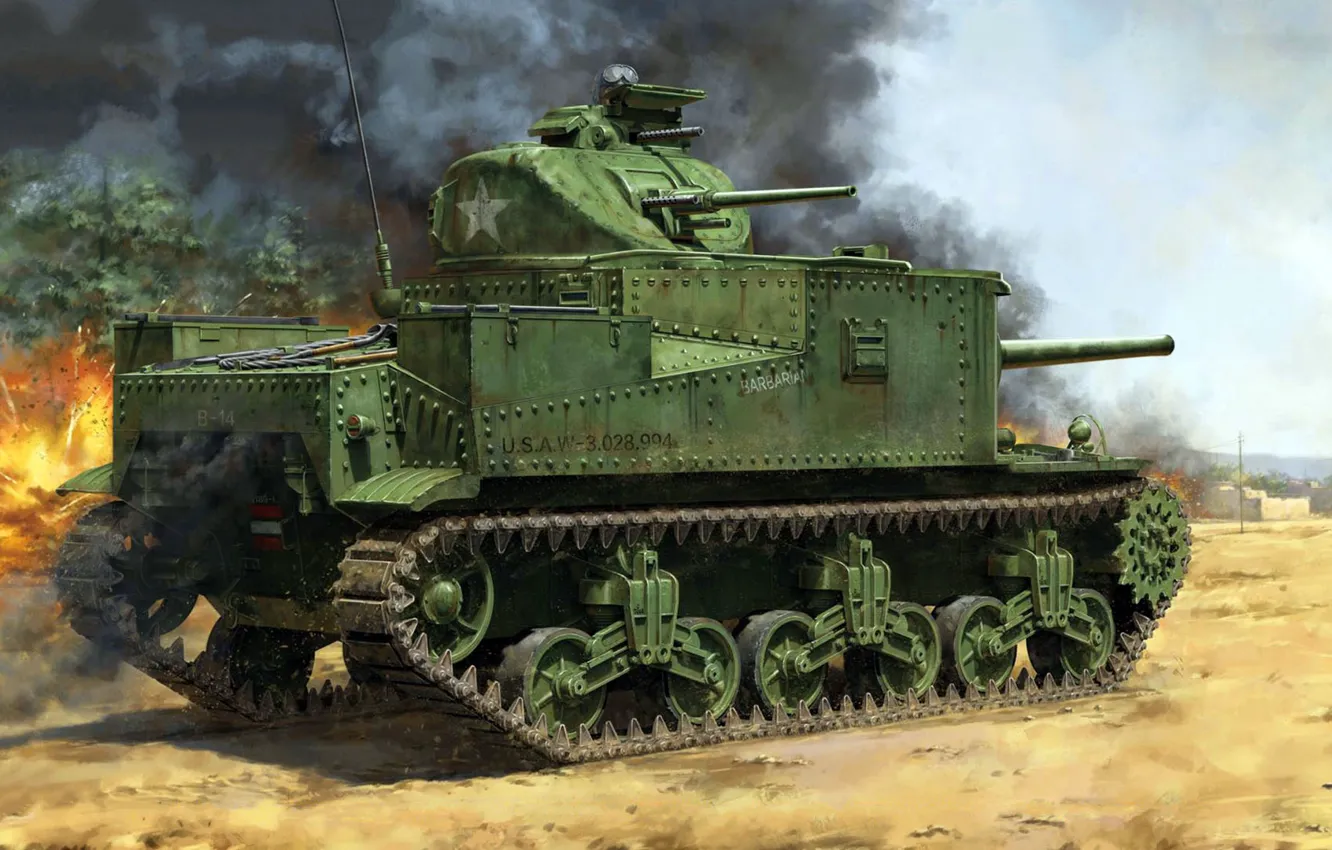 Photo wallpaper Lee, during the Second world war, barbarian, American medium tank