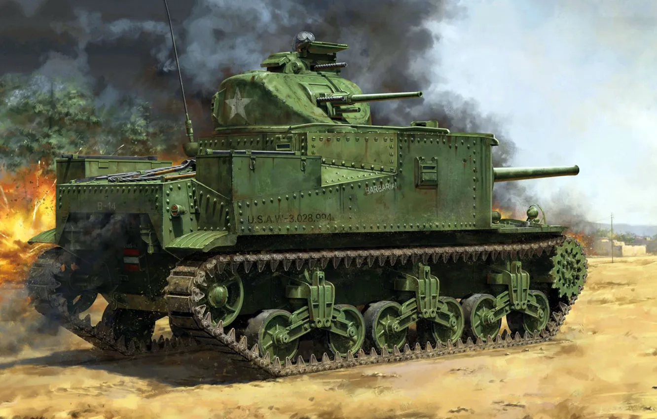 Photo wallpaper Lee, during the Second world war, Barbarian, American medium tank