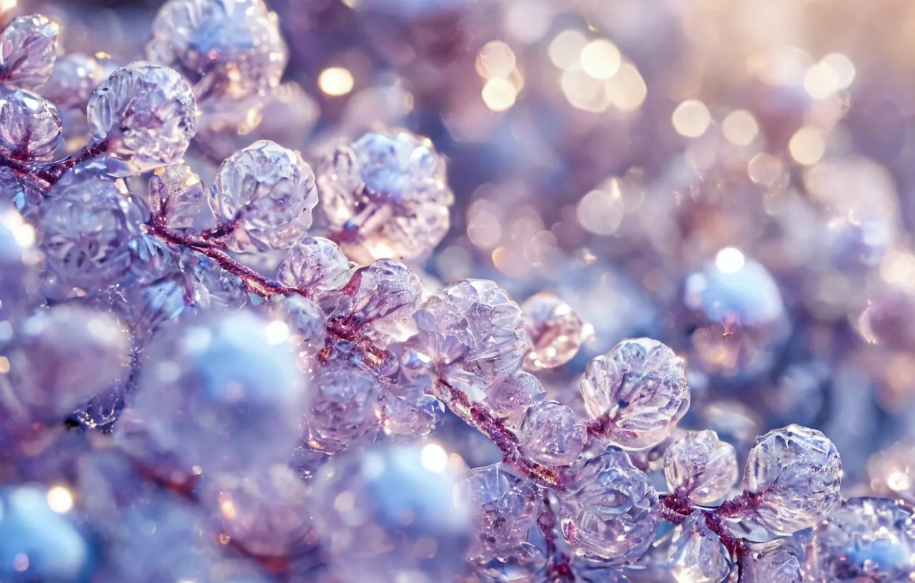 Photo wallpaper ice, purple, macro, beauty, lilac, aesthetics