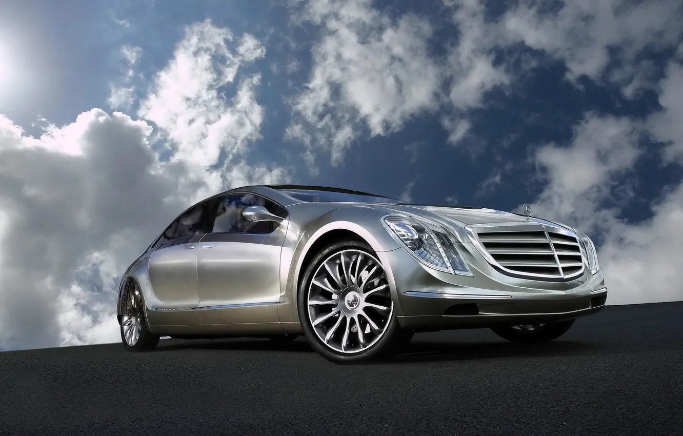 Photo wallpaper Concept, the sky, clouds, reflection, Mercedes-Benz, F700