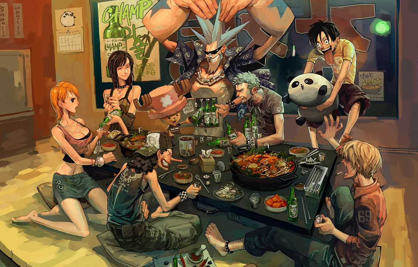 Photo wallpaper party, company, Shounen, metallers, punks, One Piece