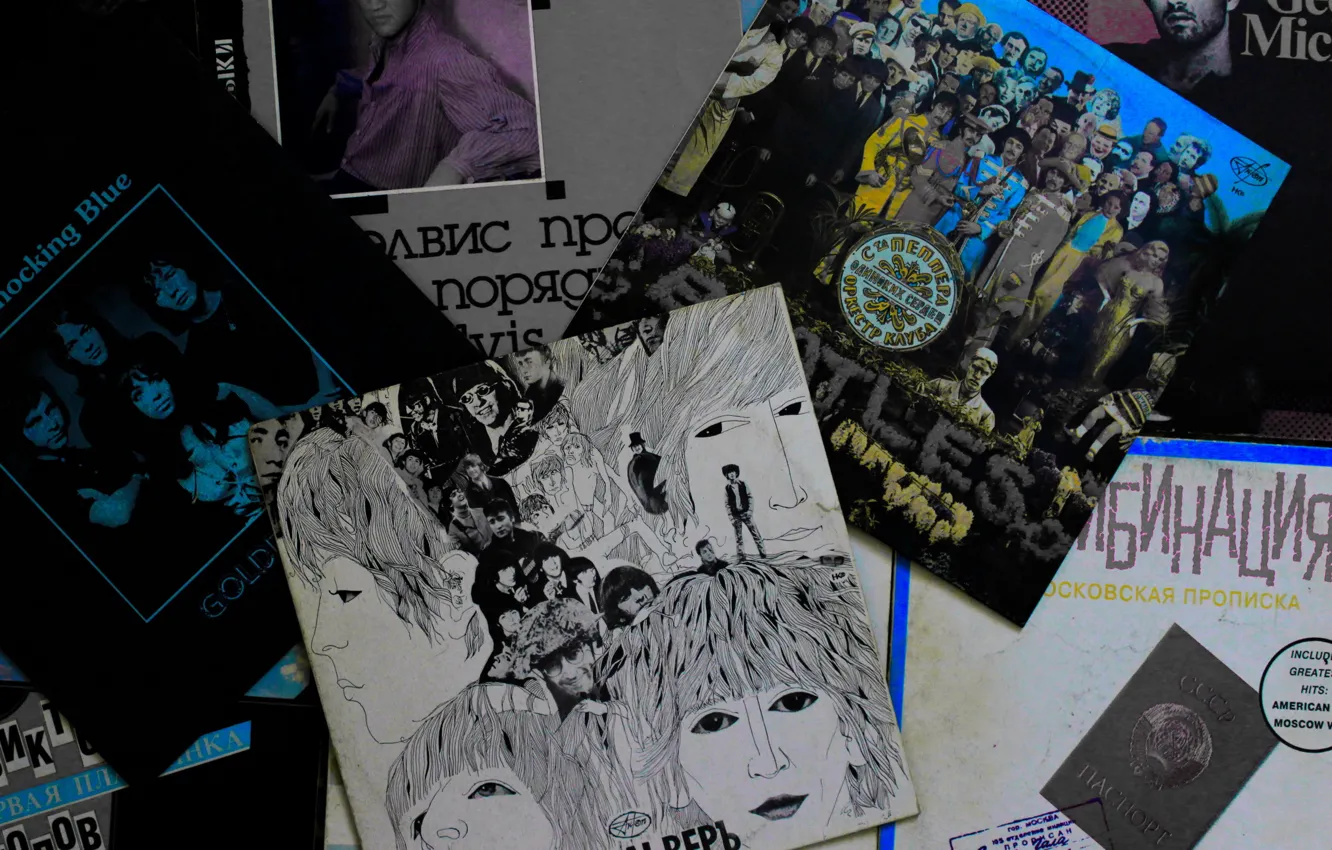 Photo wallpaper retro, music, record, the Beatles