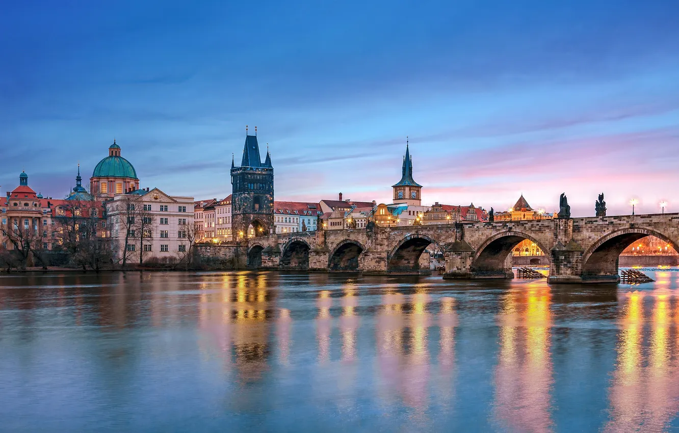 Photo wallpaper Prague, Czech Republic, Charles bridge, Sergey Gazizov