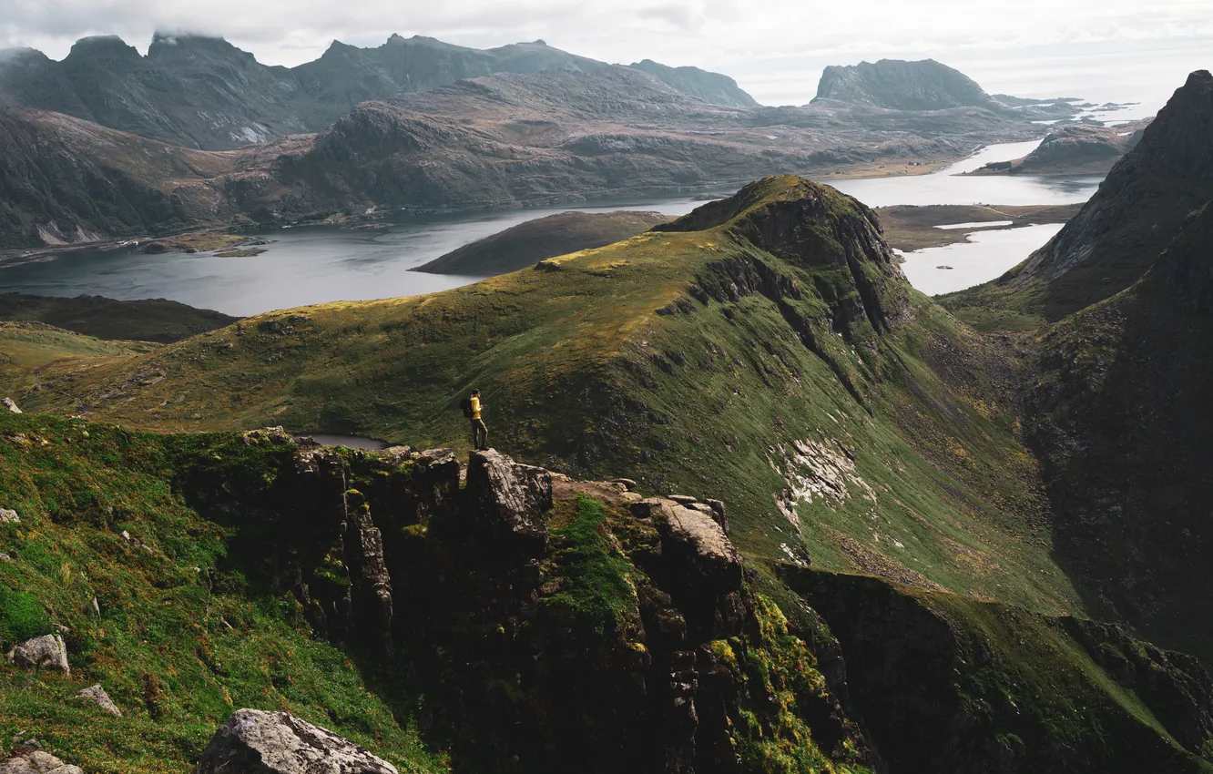 Photo wallpaper greens, landscape, mountains, nature