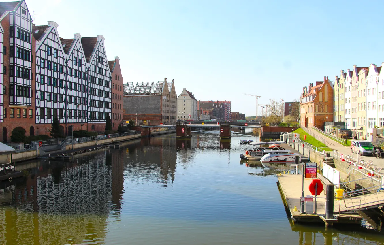 Photo wallpaper river, street, Gdansk