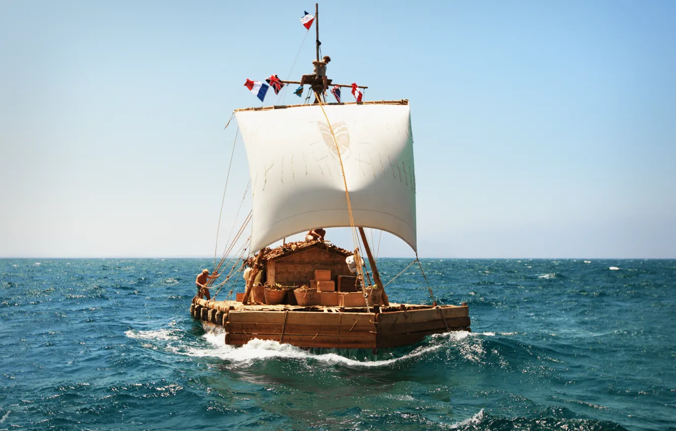 Photo wallpaper the ocean, the raft, Thor Heyerdahl, Kon-Tiki