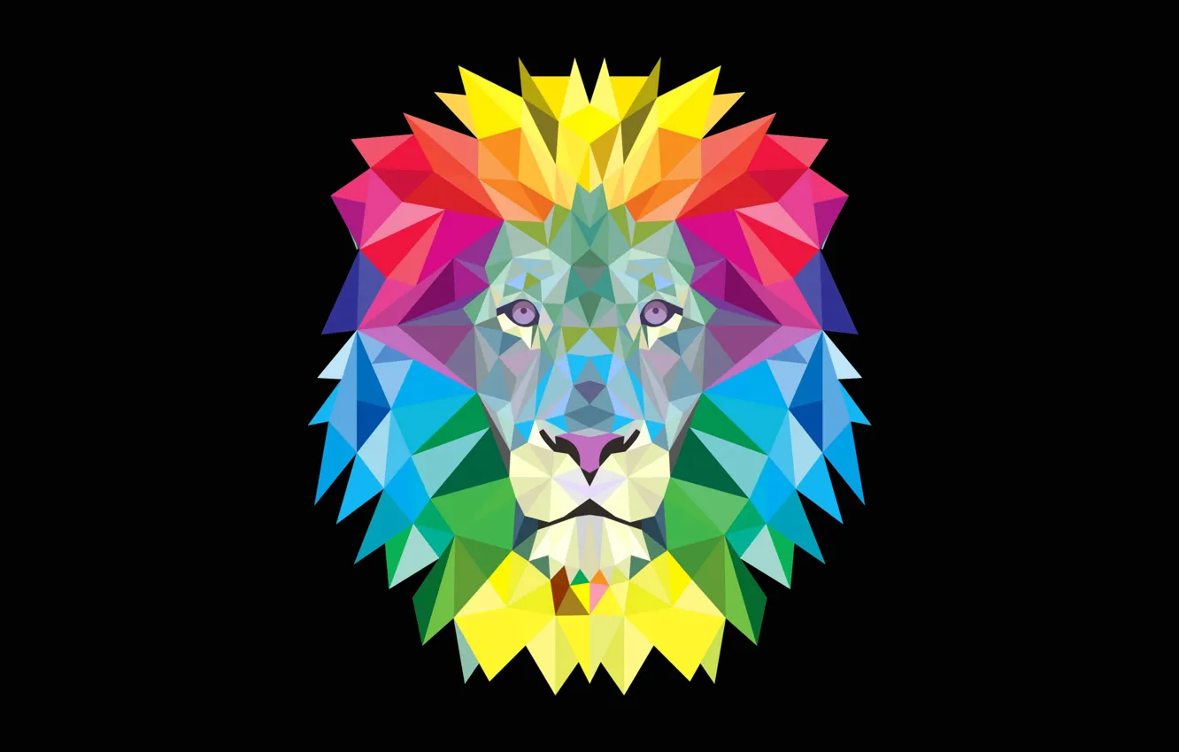 Photo wallpaper animal, paint, vector, Leo, mane, low poly