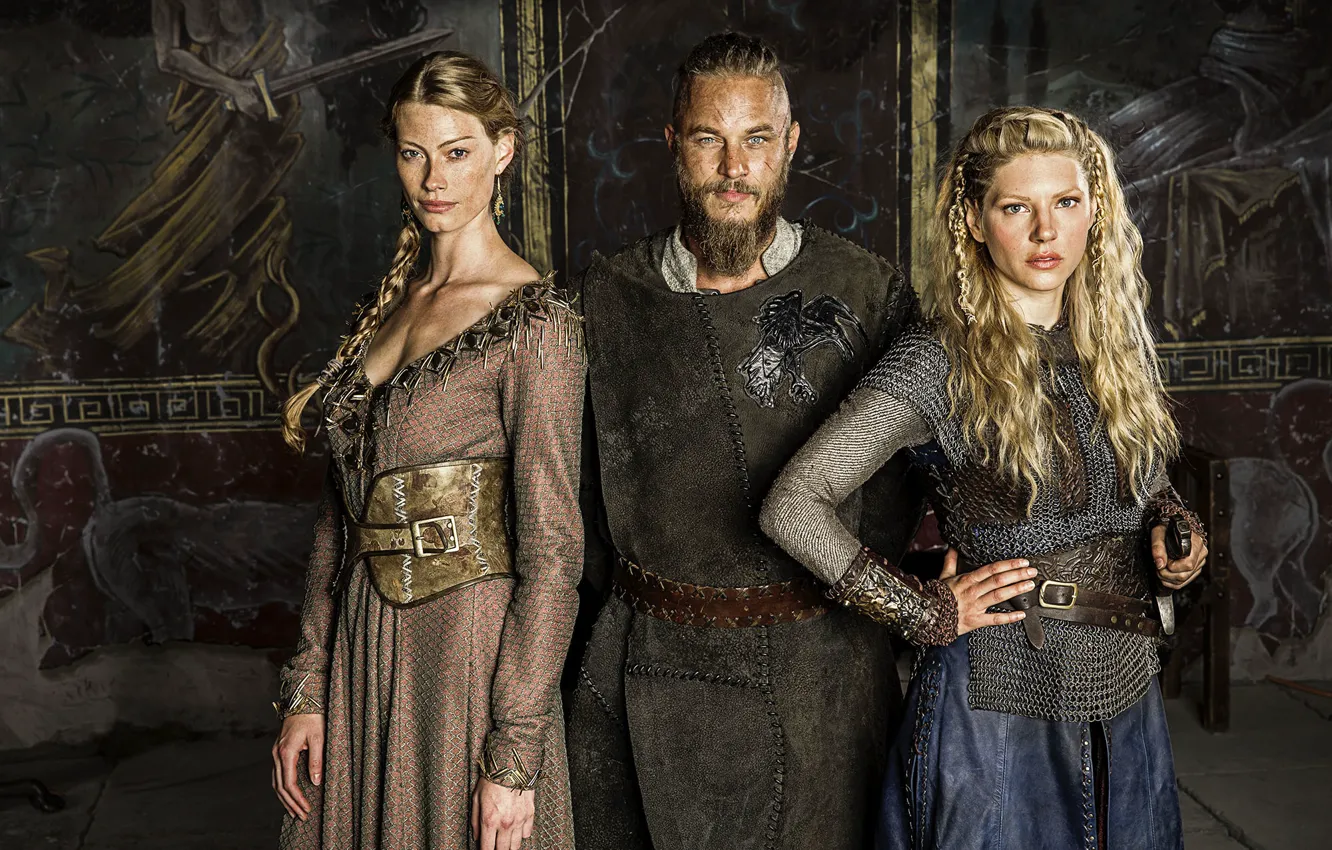 Photo wallpaper the series, drama, Vikings, historical, The Vikings, Katheryn Winnick, Travis Fimmel, Ragnar Lothbrok