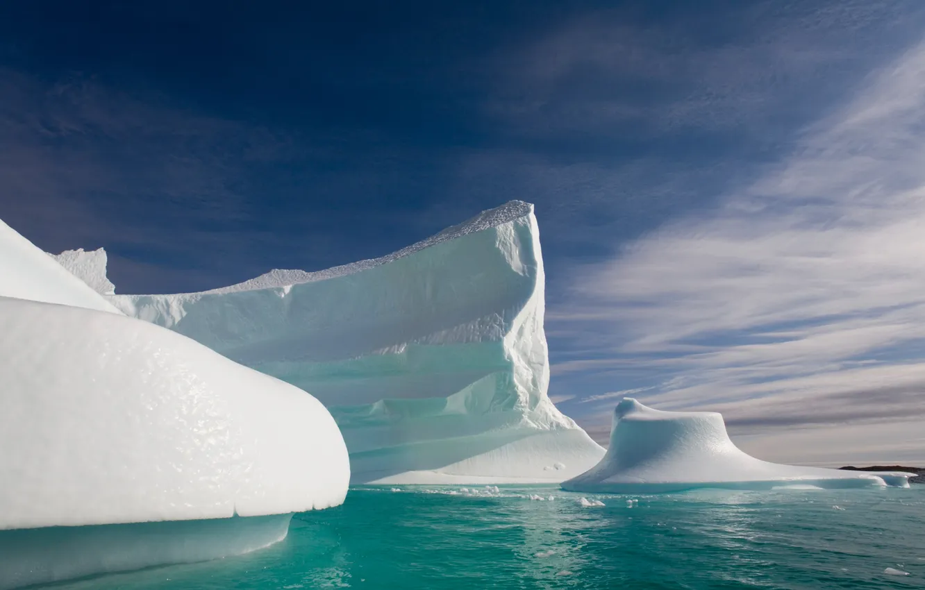Photo wallpaper snow, the ocean, glacier, blue sky