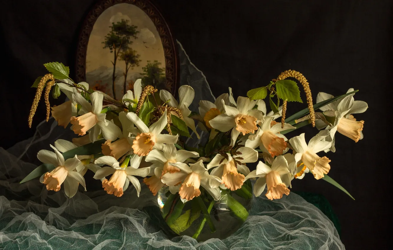 Photo wallpaper bouquet, picture, daffodils