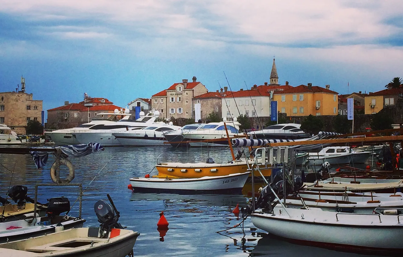 Photo wallpaper boat, pier, Montenegro, Budva