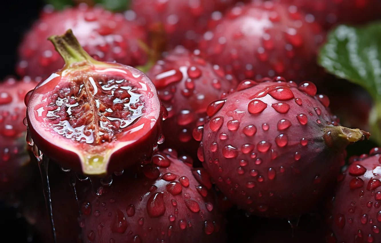Photo wallpaper drops, fruit, figs, AI art, neural network