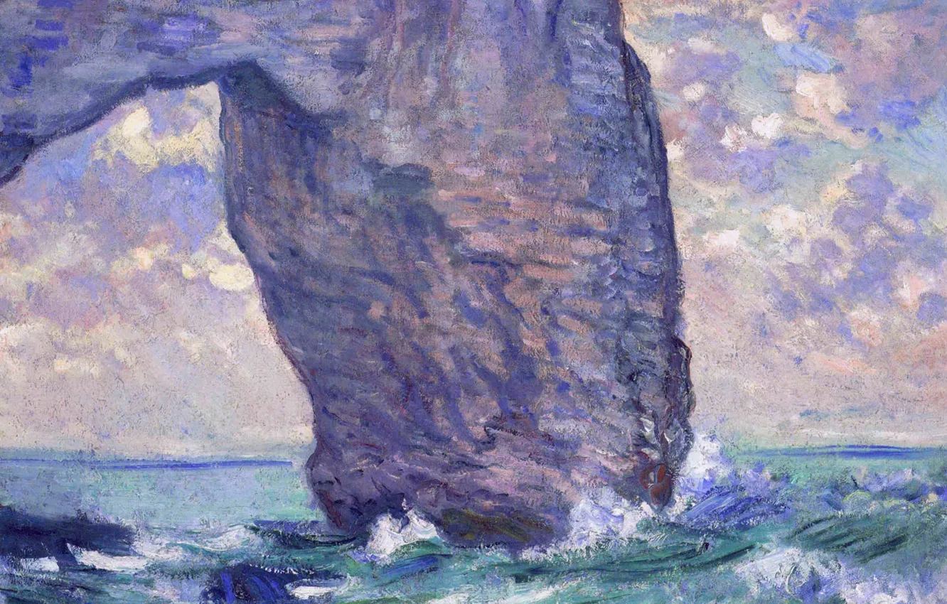 Photo wallpaper sea, rocks, picture, arch, Claude Monet, Manport. Bottom View