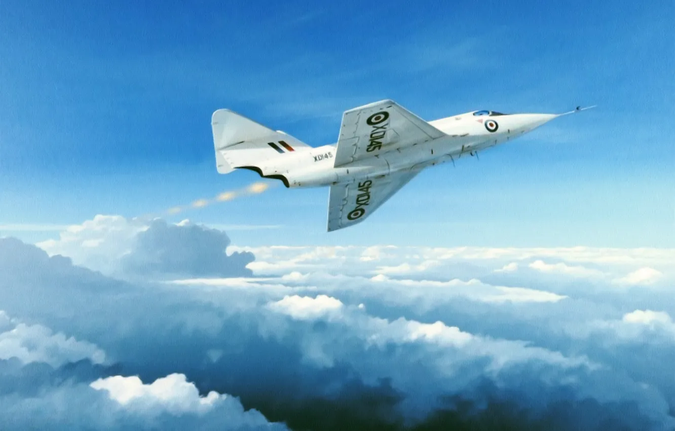 Photo wallpaper aircraft, art, jet, drawing, Saro SR.53, supersonic interceptor fighter