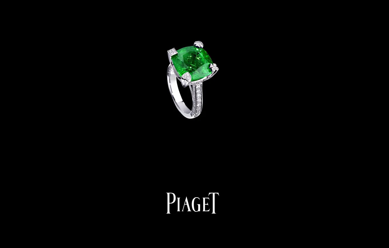 Photo wallpaper stone, ring, decoration, emerald, platinum, PIAGET