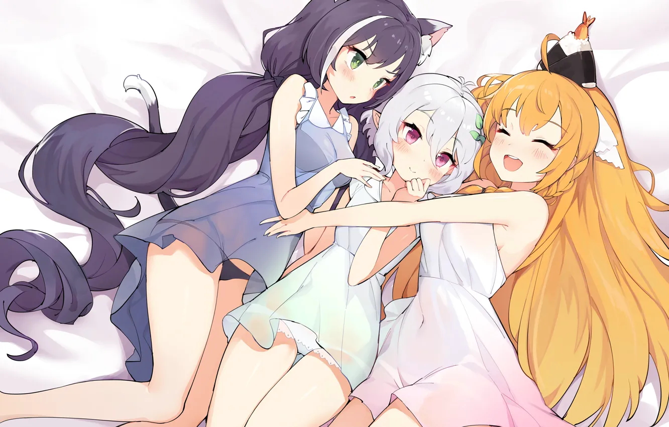 Photo wallpaper girl, sexy, lingerie, panties, long hair, boobs, anime, beautiful