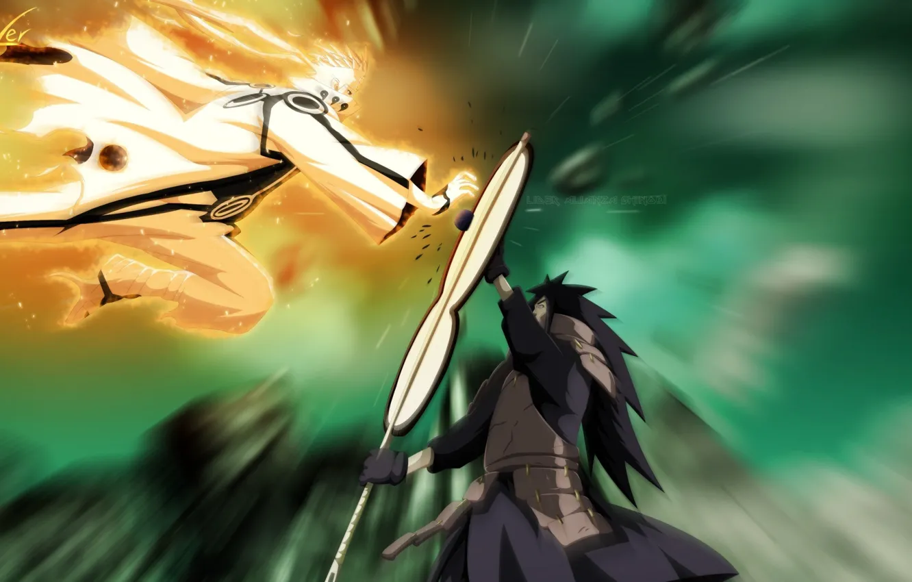 Photo wallpaper battle, manga, Naruto, Naruto, Uzumaki, Madara Uchiha, shippuden