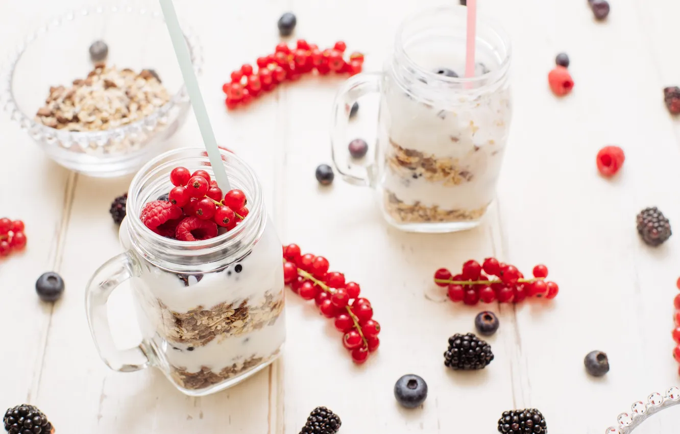 Photo wallpaper berries, dessert, currants, BlackBerry, blueberries