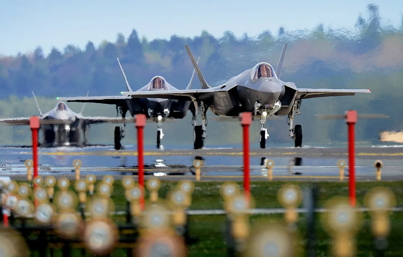 Photo wallpaper Lockheed Martin, UNITED STATES AIR FORCE, Lightning II, F-35, fighter-bomber, Lightning II