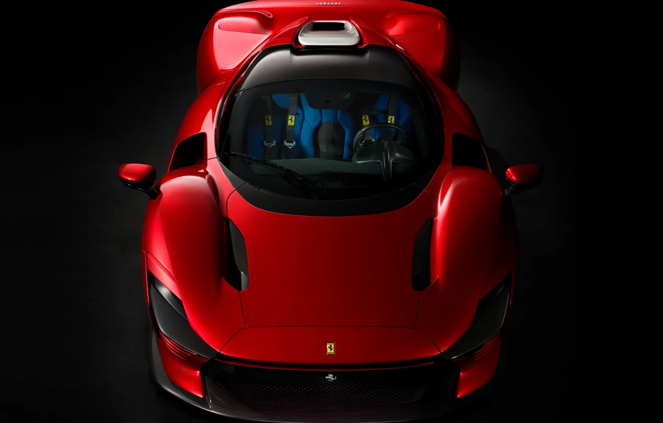 Photo wallpaper Ferrari, red, supercar, Daytona, front view, Ferrari Daytona SP3