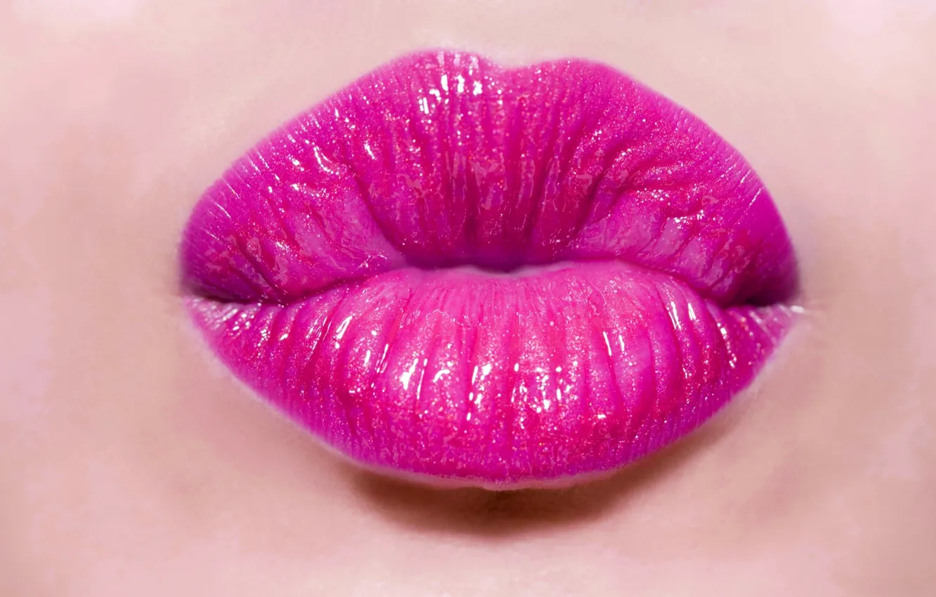 Photo wallpaper kiss, lipstick, lips