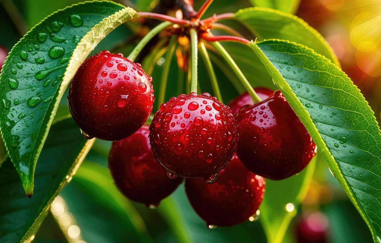 Photo wallpaper cherry, AI art, neural network