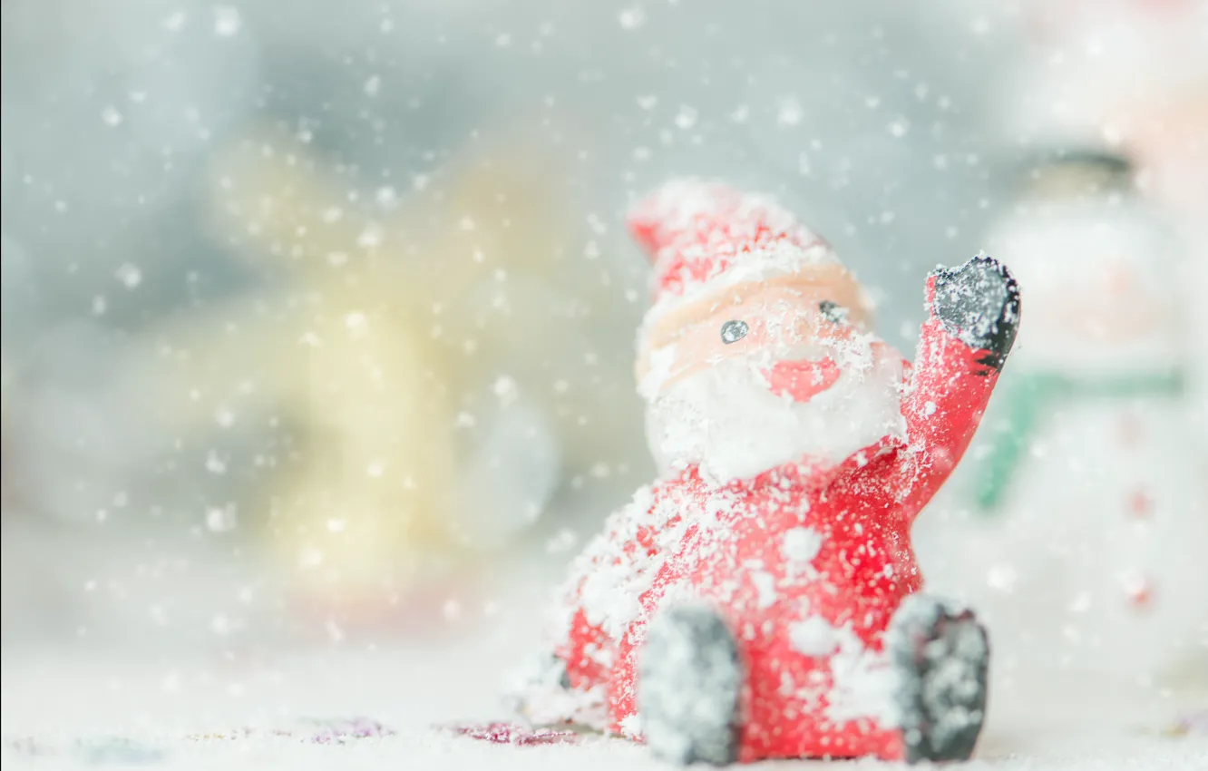 Photo wallpaper snow, holiday, new year, Santa Claus, figures