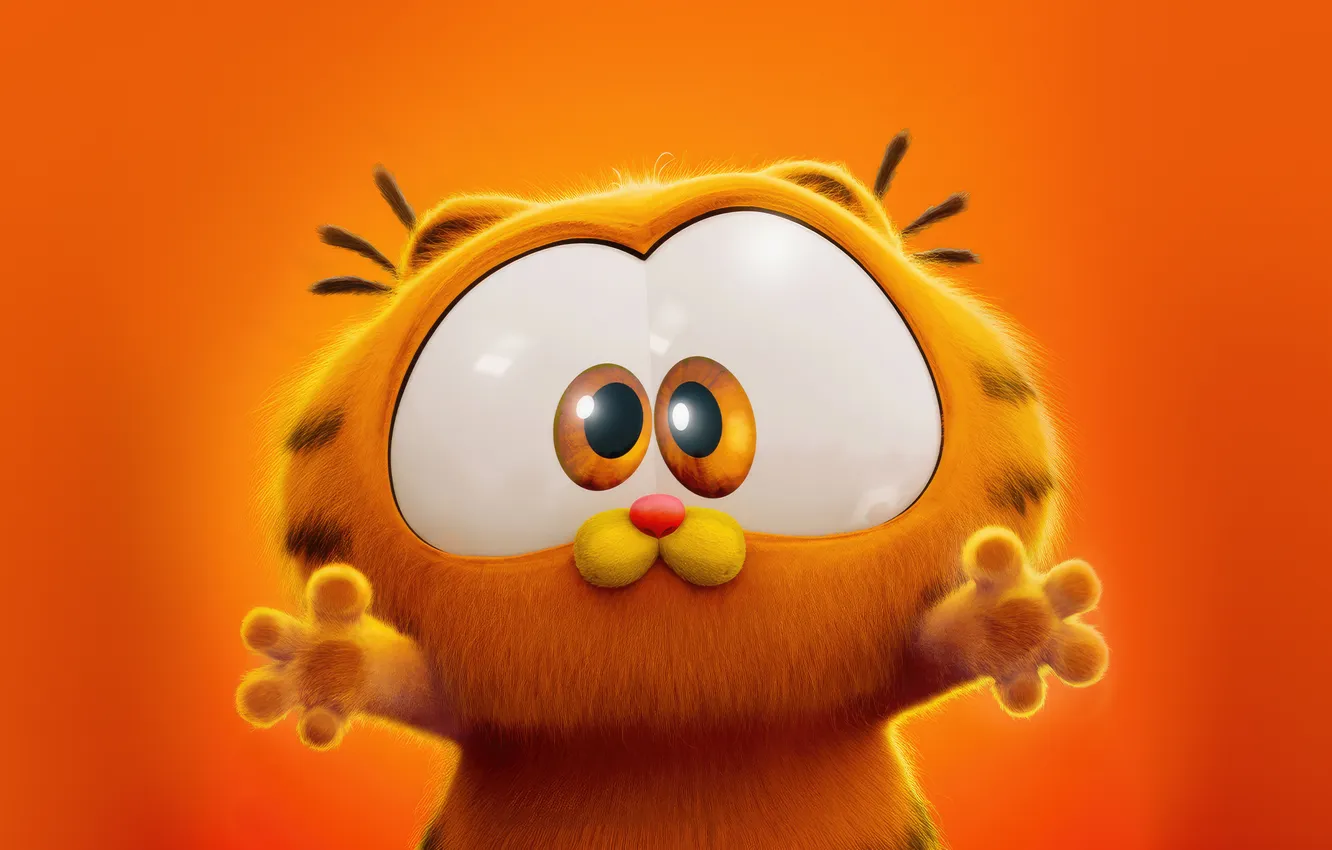Photo wallpaper Garfield, adorable, movies, orange background, 2024 Movies, Animation movies, Orange aesthetic, Baby Garfield
