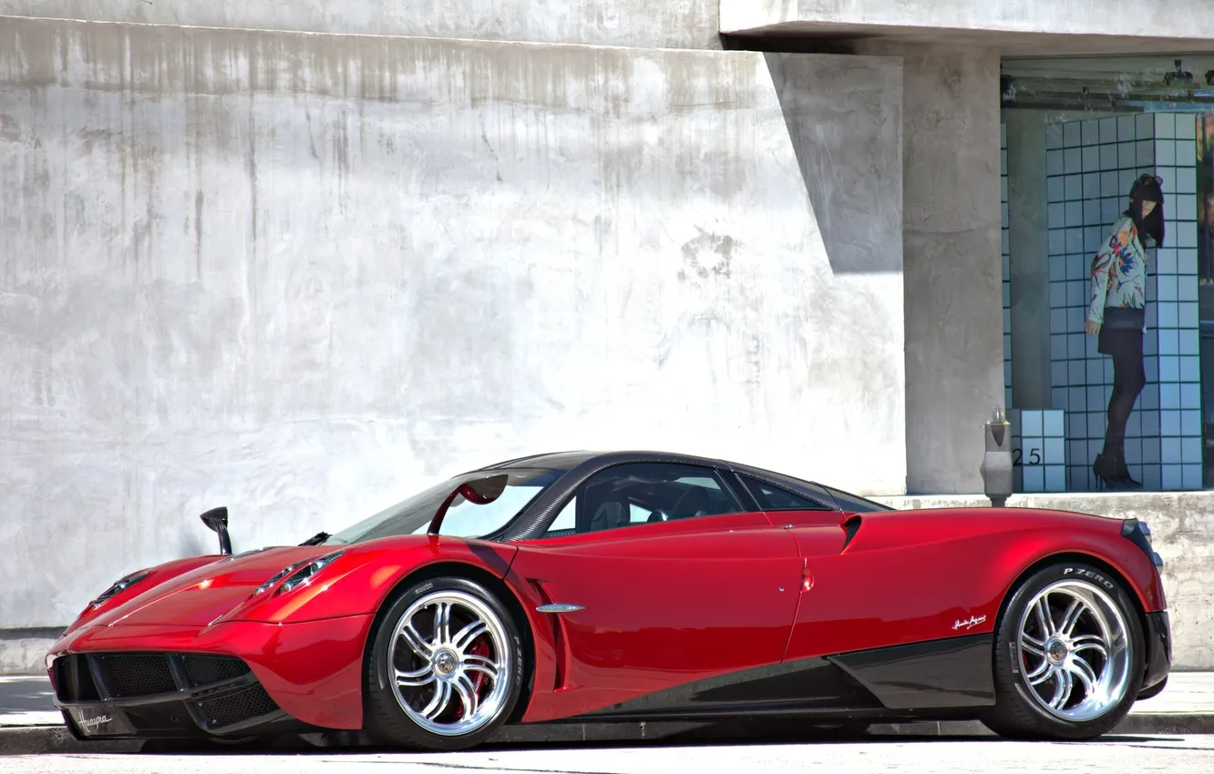 Photo wallpaper car, machine, red, red, car, Pagani, Huayr To Pagani