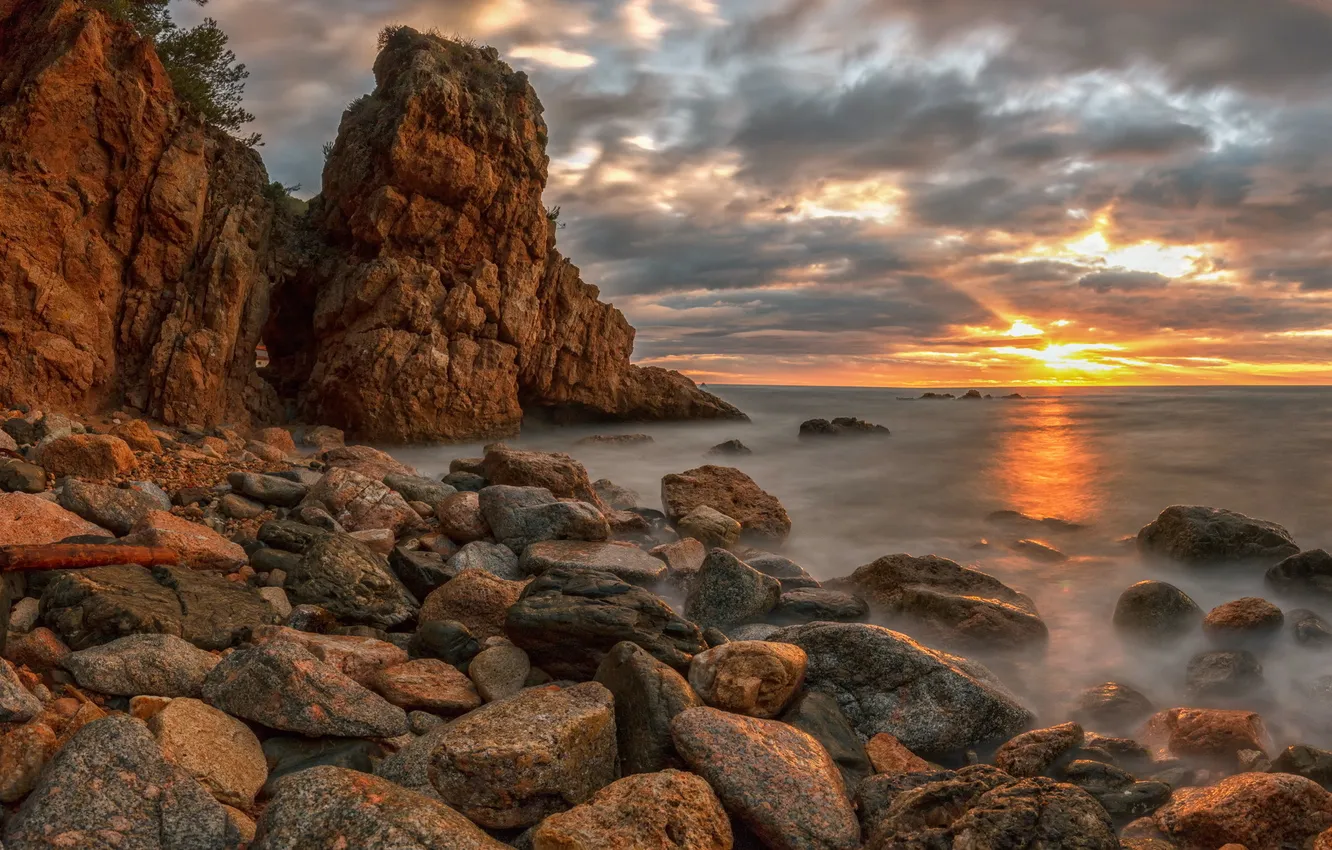 Photo wallpaper sea, landscape, sunset, Spain, Catalonia, Palamós